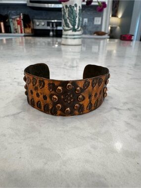 Vintage Hammered Copper Floral Cuff | Boho Statement